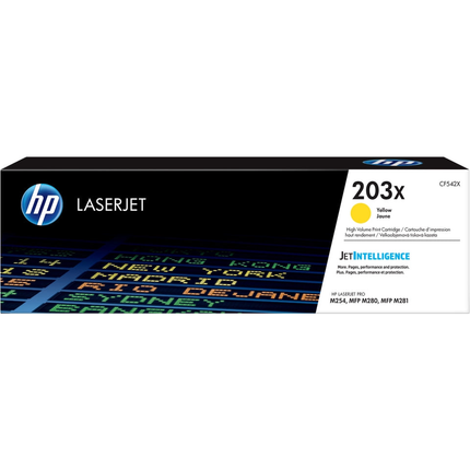 Original HP 203X Toner Set CF540X CF541X CF542X CF543X in Schwarz, Cyan, Magenta und Gelb – Produktabbildung