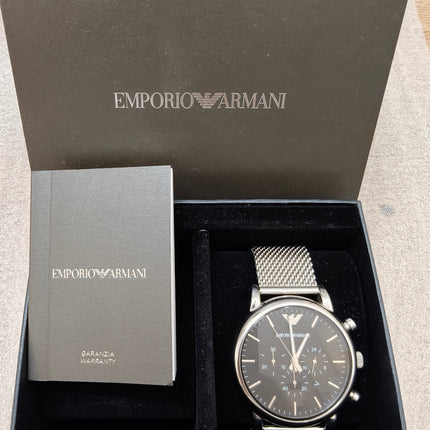 Emporio Armani Luigi AR1808 Herrenchronograph Edelstahl Mesh - gebraucht mit Originalbox