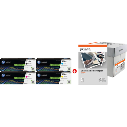 HP + Prindo Universal Papier 2500 Blatt Schwarz / Cyan / Magenta / Gelb / Weiss Value Pack 220A MCVP