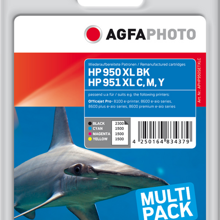 Agfa Photo 950XLBK+951XLC,M,Y Multipack Schwarz / Cyan / Magenta / Gelb