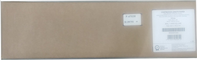 Brother BDL-7J000102-058 Einzeletikettenrolle 101,6mm x 32,2m Weiss