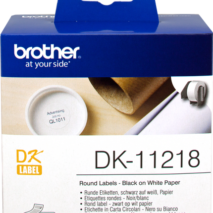 Brother DK-11218 Runde Etiketten 24mm Schwarz auf Weiß