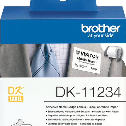Brother DK-11234 Namensetiketten wiederablösbar Schwarz auf Weiß
