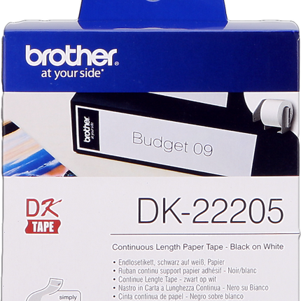 Brother DK-22205 Endlosetiketten 62mm x 30,48m Schwarz auf Weiß