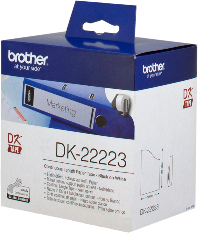 Brother DK-22223 Endlosetiketten 50mm x 30,48m Schwarz auf Weiß