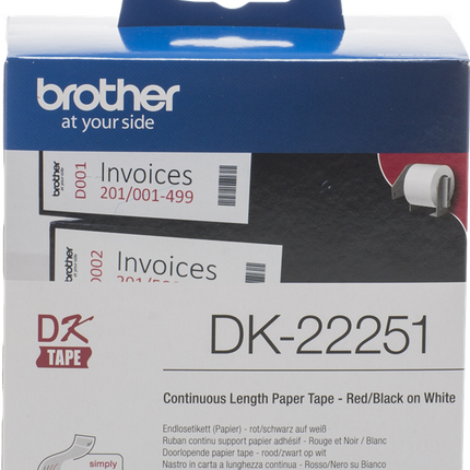 Brother DK-22251 Endlosetiketten 62mm x 15,24m Schwarz / Rot / Weiss