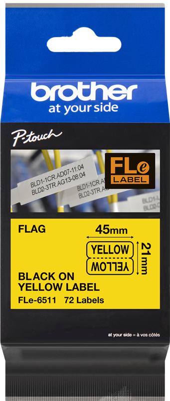 Brother FLe-6511 Schriftband 21 x 45mm Schwarz auf Gelb