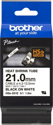 Brother HSe-251E Schriftband Schwarz auf Weiss