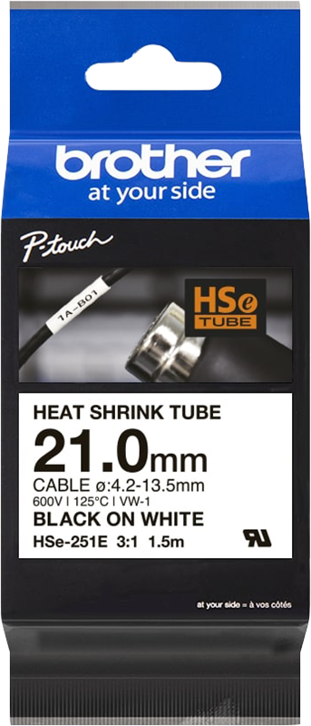 Brother HSe-251E Schriftband Schwarz auf Weiss