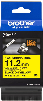 Brother HSe-631E Schriftband Schwarz auf Gelb