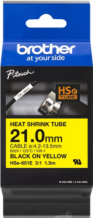 Brother HSe-651E Schriftband Schwarz auf Gelb