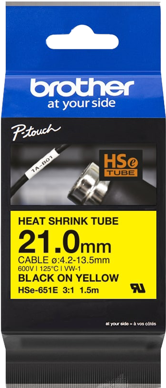 Brother HSe-651E Schriftband Schwarz auf Gelb