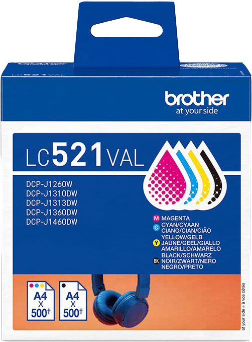 Brother LC521VAL Multipack Schwarz / Cyan / Magenta / Gelb