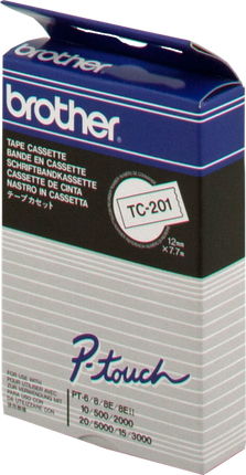 Brother TC-201 Schriftband Schwarz auf Weiß
