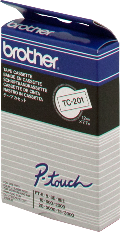 Brother TC-201 Schriftband Schwarz auf Weiß