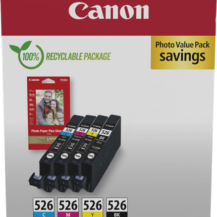 Canon CLI-526 Schwarz / Cyan / Magenta / Gelb Value Pack