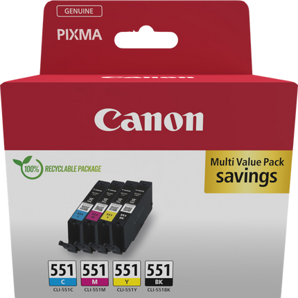 Canon CLI-551 Multipack Schwarz / Cyan / Magenta / Gelb