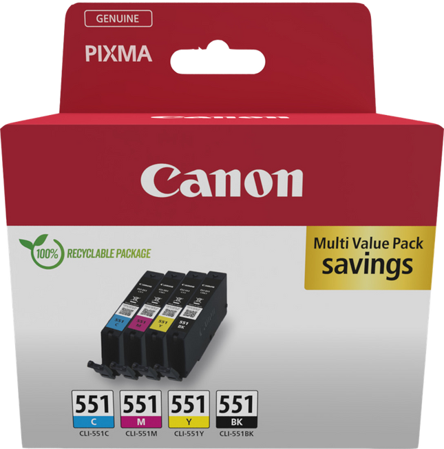 Canon CLI-551 Multipack Schwarz / Cyan / Magenta / Gelb
