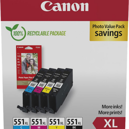 Canon CLI-551 XL Schwarz / Cyan / Magenta / Gelb Value Pack