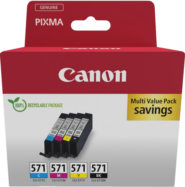 Canon CLI-571 Multipack Schwarz / Cyan / Magenta / Gelb