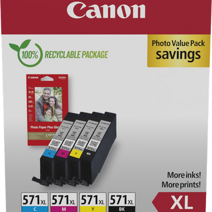 Canon CLI-571 XL Schwarz / Cyan / Magenta / Gelb Value Pack