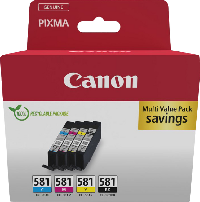Canon CLI-581 Multipack Schwarz / Cyan / Magenta / Gelb