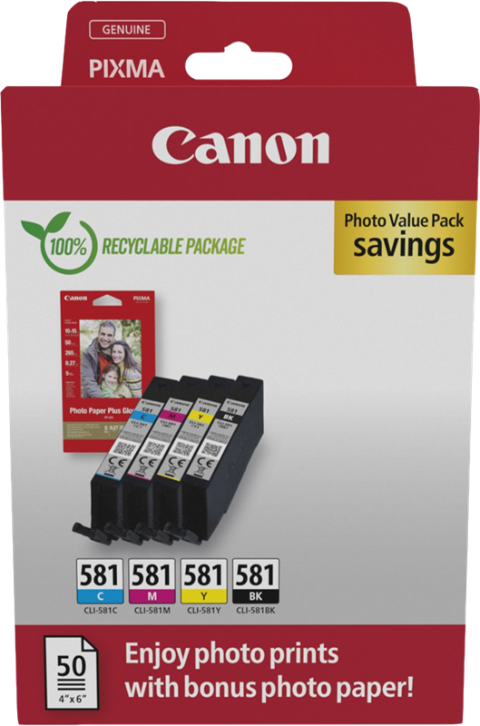 Canon CLI-581 Schwarz / Cyan / Magenta / Gelb Value Pack