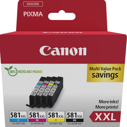 Canon CLI-581 XXL Multipack Schwarz / Cyan / Magenta / Gelb