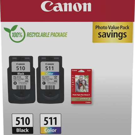 Canon PG-510+CL-511 Schwarz / mehrere Farben / Weiss Value Pack