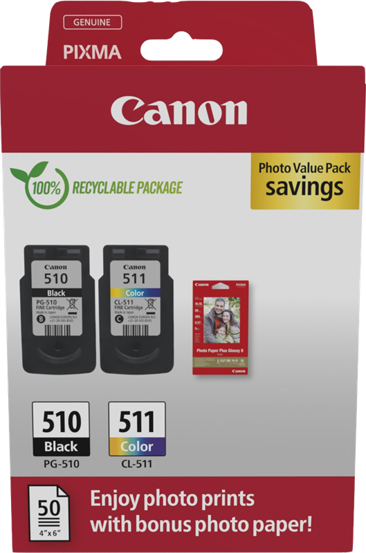 Canon PG-510+CL-511 Schwarz / mehrere Farben / Weiss Value Pack