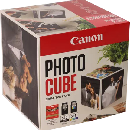 Canon PG-540+CL-541 Photo Cube Creative Pack Schwarz / mehrere Farben Value Pack + 13x13 cm Fotopapier 40 Blatt