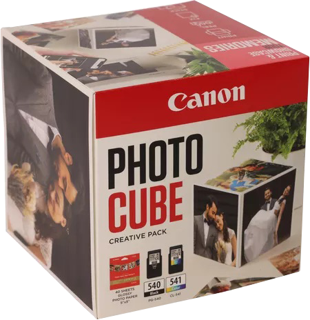 Canon PG-540+CL-541 Photo Cube Creative Pack Schwarz / mehrere Farben Value Pack + 13x13 cm Fotopapier 40 Blatt