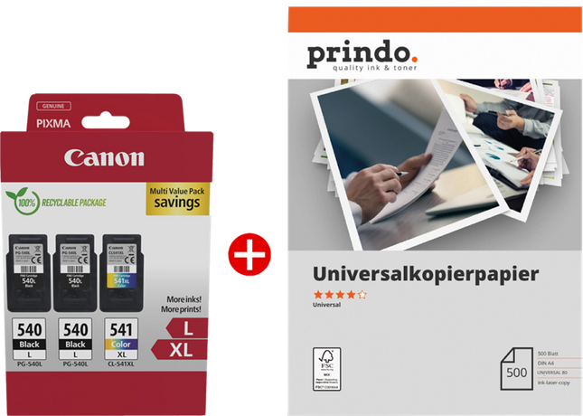 Canon PG-540L+CL-541XL MCVP Schwarz / mehrere Farben / Weiss Value Pack