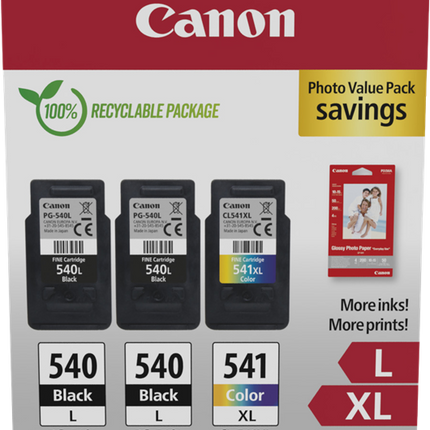 Canon PG-540L+CL-541XL Schwarz / mehrere Farben / Weiss Value Pack