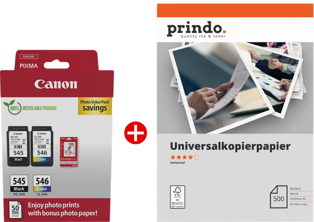 Canon PG-545+CL-546 MCVP Schwarz / mehrere Farben / Weiss / Weiss Value Pack