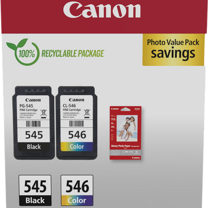 Canon PG-545 + CL-546 Schwarz / mehrere Farben / Weiss Value Pack