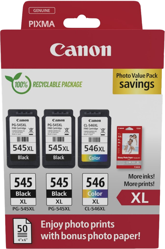 Canon PG-545XL+CL-546XL Schwarz / mehrere Farben / Weiss Value Pack