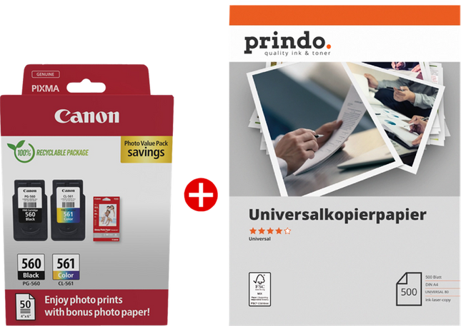 Canon PG-560+CL-561 MCVP Schwarz / mehrere Farben / Weiss / Weiss Value Pack