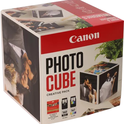 Canon PG-560+CL-561 Photo Cube Creative Pack Schwarz / mehrere Farben Value Pack + 13x13 cm Fotopapier 40 Blatt