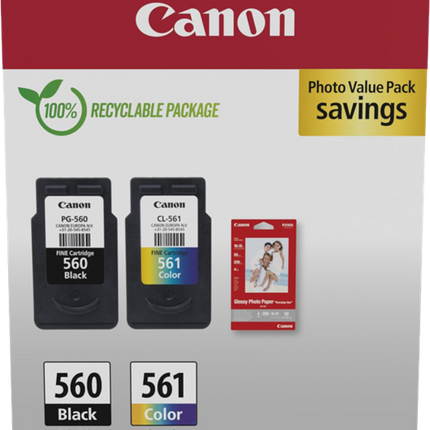Canon PG-560+CL-561 Schwarz / mehrere Farben / Weiss Value Pack