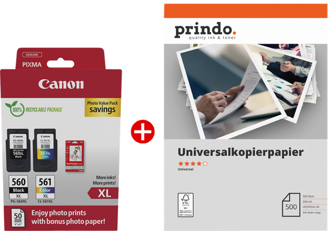 Canon PG-560XL+CL-561XL MCVP Schwarz / mehrere Farben / Weiss Value Pack