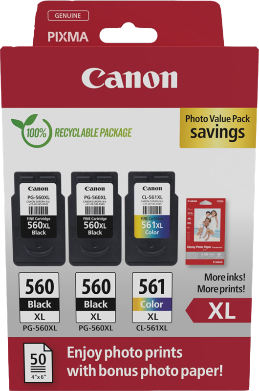 Canon PG-560XL+CL-561XL Schwarz / mehrere Farben / Weiss Value Pack