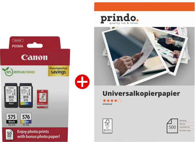 Canon PG-575+CL-576 MCVP Schwarz / mehrere Farben / Weiss / Weiss Value Pack