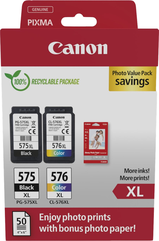 Canon PG-575XL+CL-576XL Schwarz / mehrere Farben / Weiss Value Pack