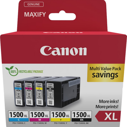 Canon PGI-1500 XL Multipack Schwarz / Cyan / Magenta / Gelb