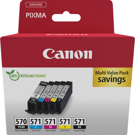 Canon PGI-570+CLI-571 Multipack Schwarz / Schwarz / Cyan / Magenta / Gelb