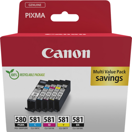 Canon PGI-580+CLI-581 Multipack Schwarz / Schwarz / Cyan / Magenta / Gelb