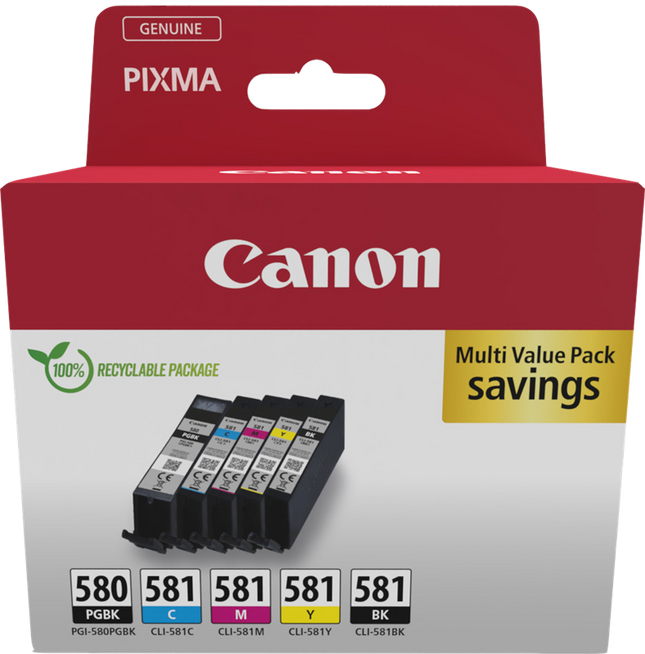 Canon PGI-580+CLI-581 Multipack Schwarz / Schwarz / Cyan / Magenta / Gelb