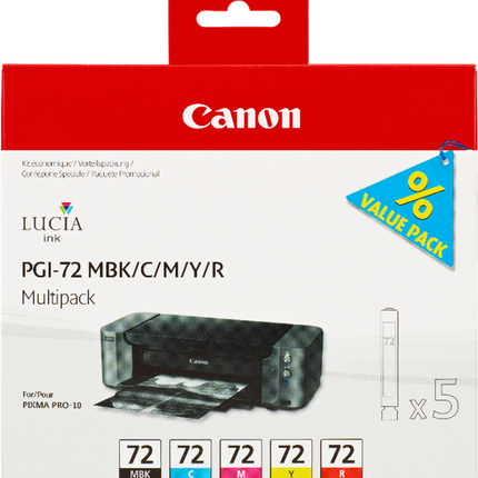 Canon PGI-72 Multipack Schwarz / Cyan / Magenta / Gelb / Rot