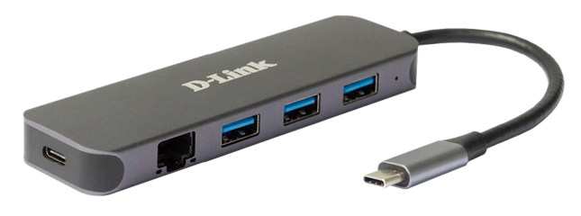 D-Link 5-In-1 USB-C Hub mit Gigabit-Ethernet/Stromversorgung grey